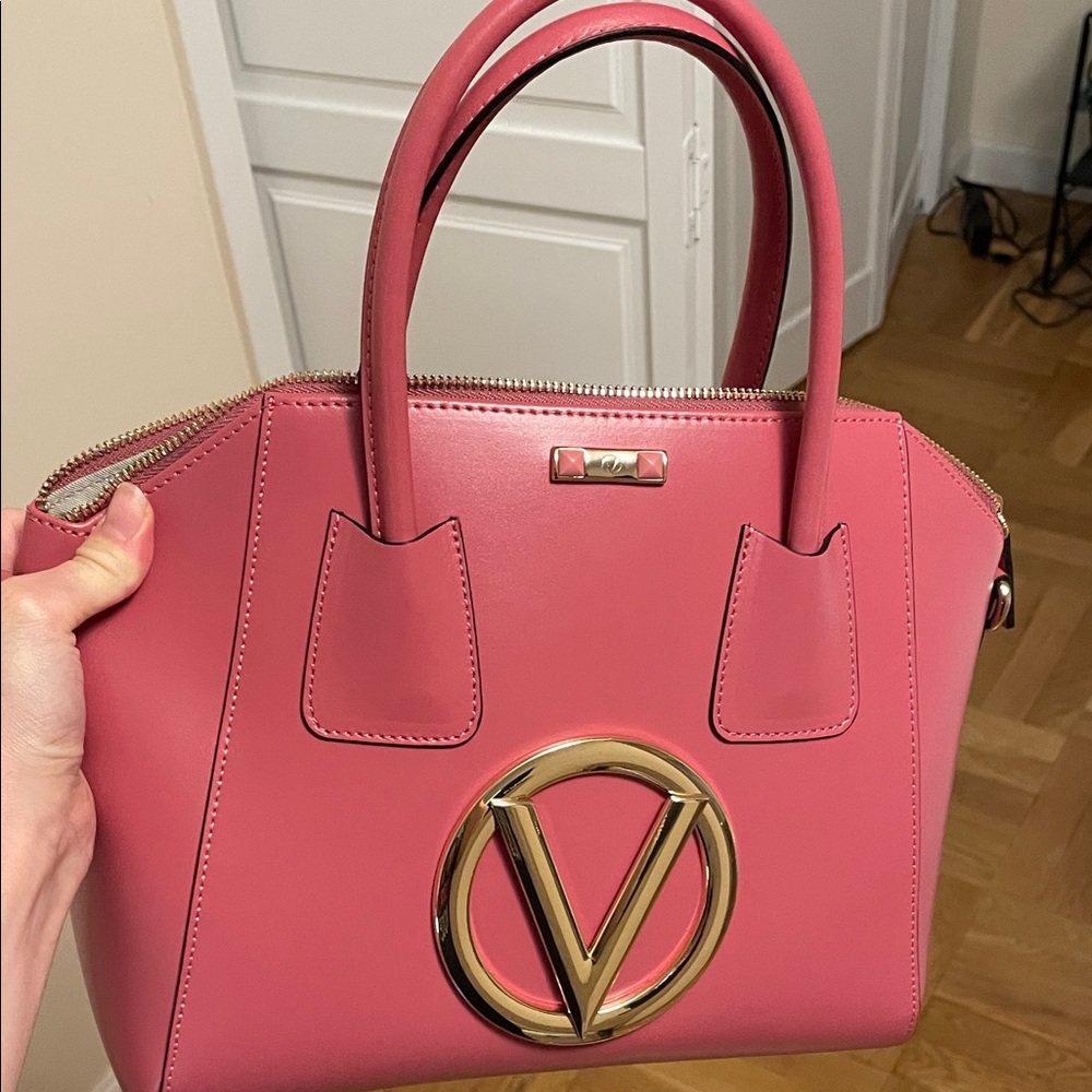 Valentino Pink Satchel with Gold Accents